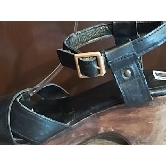 Freebird by Steven Fb Cape Womens Sandals Size 8 Black Leather Buckle Block Heel - Picture 7 of 9
